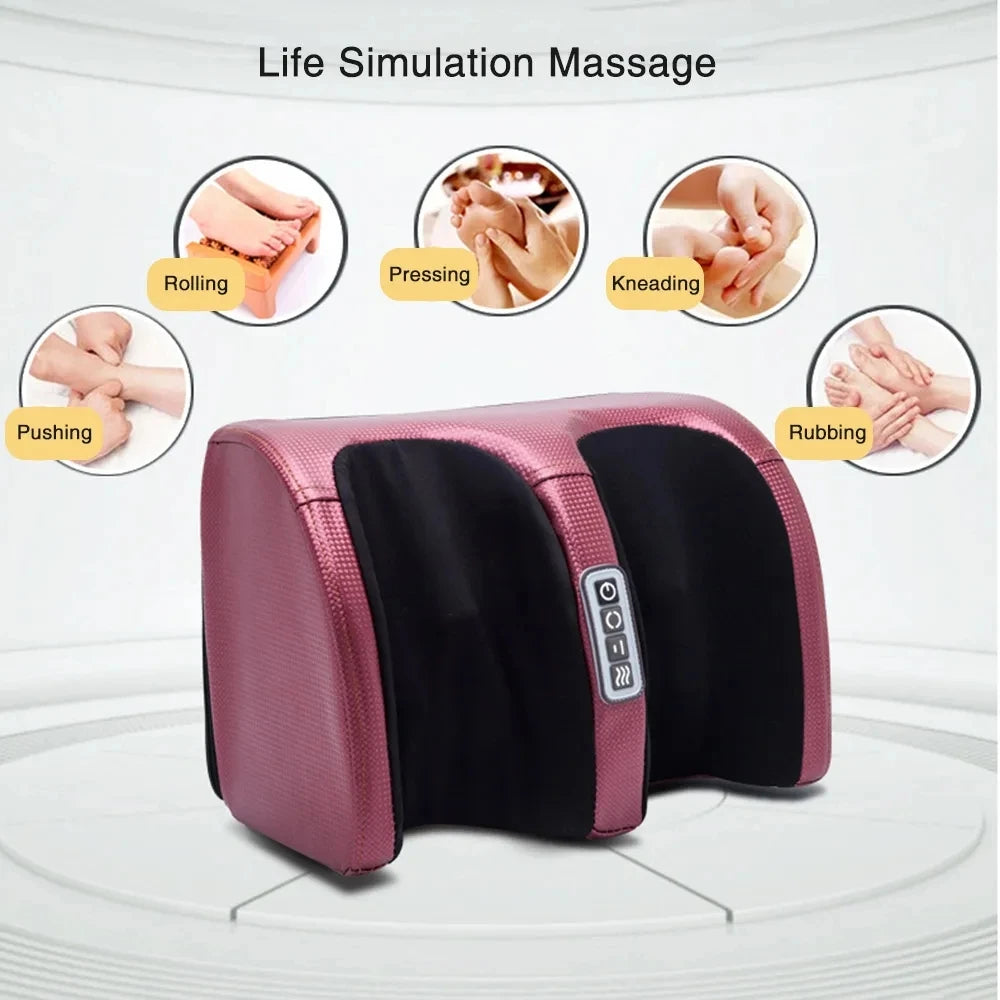 EzraMotion ™ מעסה רגליים חשמלי עם חימום ודחיסה חמה, עיסוי עם גלגלי לישה, להרפיית השרירים, הקלה על כאב וטיפול ספא לרגליים.