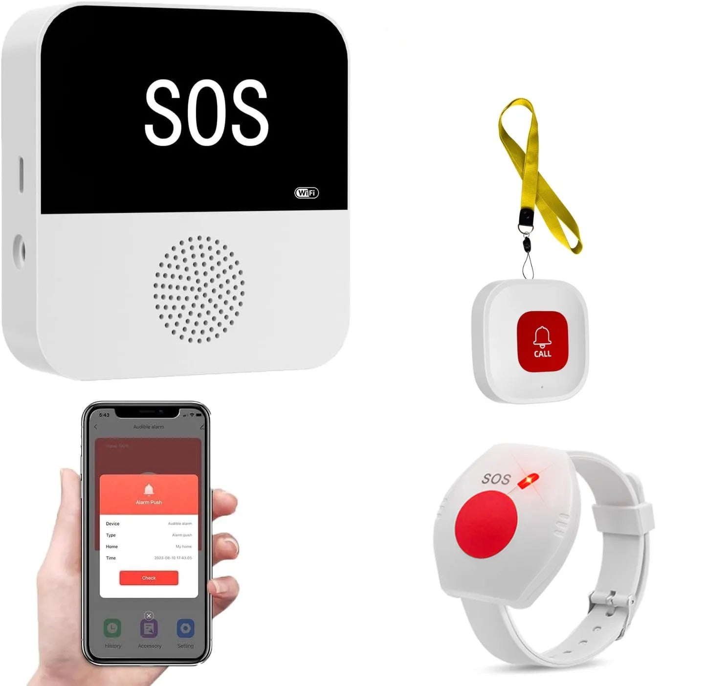 מערכת קריאת חירום אלחוטית SOS עם Wi-Fi ואפליקציית Smart Life