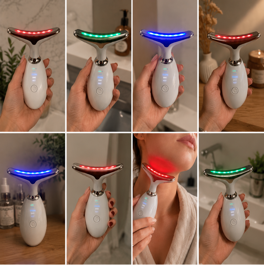 MIZUKI™ | מכשיר טיפוח פנים מתקדם 7 ב-1 | LED, EMS ו-7 צבעי אור