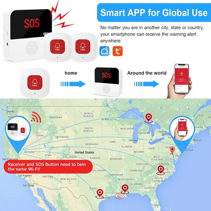 מערכת קריאת חירום אלחוטית SOS ‏Tuya/Smart Life Wi-Fi 
